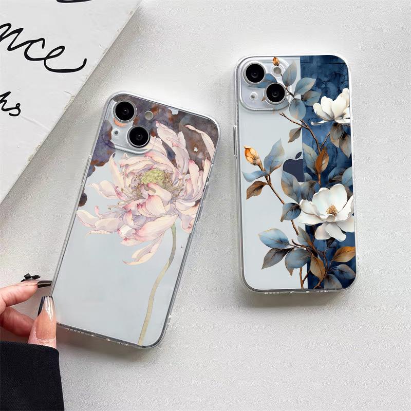 Винтажный прозрачный чехол для телефона с цветами для iPhone 12 11 13 Pro Max Mini 14 Pro Max Plus 7 8 Plus SE2 X XR XS, задняя крышка с бабочкой и растением