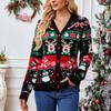 Осенне-зимний женский вязаный кардиган свитер с рождественским принтом повседневный однобортный трикотажный свитер с длинными рукавами и V-образным вырезом