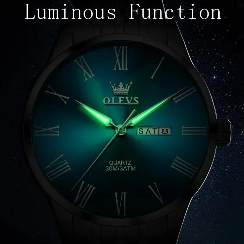OLEVS Mens Watches Quartz Business Dress Watch Day Date Stainless Steel Classic Luxury Luminous Waterproof Casual Male Wrist Watches