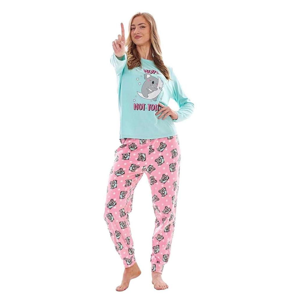 Keanu Womens/Ladies Not Today Koala Microfleece Long Pyjama Set