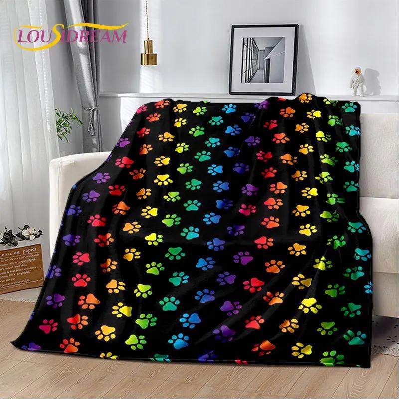 Мягкое плюшевое одеяло с 3D подошвой для домашних животных, фланелевое одеяло для гостиной, спальни, кровати, дивана, детского чехла для пикника