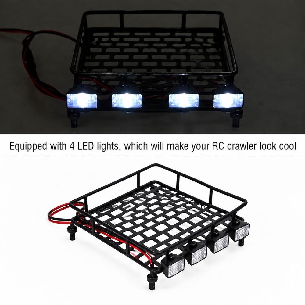LED Lights Roof Rack Luggage 4 Lights Small Luggage Holder Model Car Carrier For Crawl SCX10