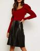 Stylish Black Genuine Soft Lambskin Leather Party Formal Handmade Women's Skirt