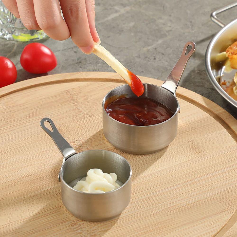 С ручкой Чашка для соуса Нержавеющая сталь Мини-кастрюля Мерный стакан Миска для приправ Ресторан