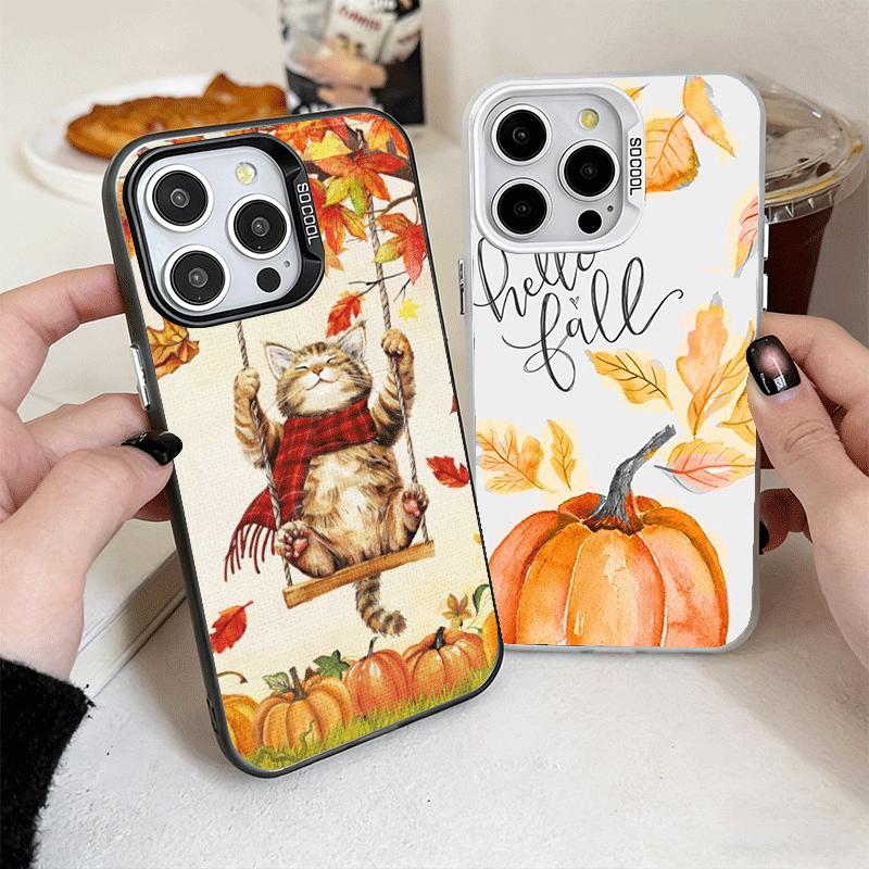 Тыква Счастливой Осени Мягкий Чехол для Телефона iPhone 15 16 17 Pro Max 17Air 16E 14 Plus 13 12 Mini Ударопрочный Задний Корпус