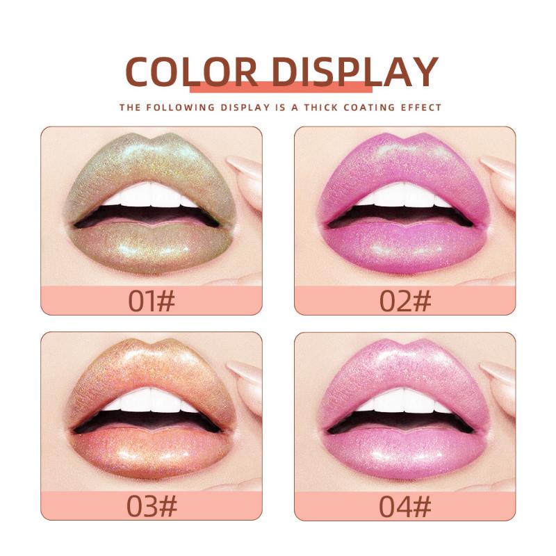 QIBEST Long Lasting Moisturizing People Ji Color Lip Glaze Dazzling Pearl Fine Glitter Shiny Polarized Lip Color Color Lip Glaze