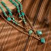 1 SET Ethnic Style Multilayer Turquoise Necklace Stacked Bohemian Style Clavicle Chain  Girls