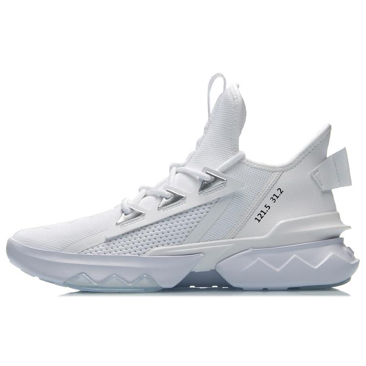 Li Ning Модные нескользящие поддерживающие дышащие упругие низкие повседневные кроссовки мужские белые AGLQ073-1