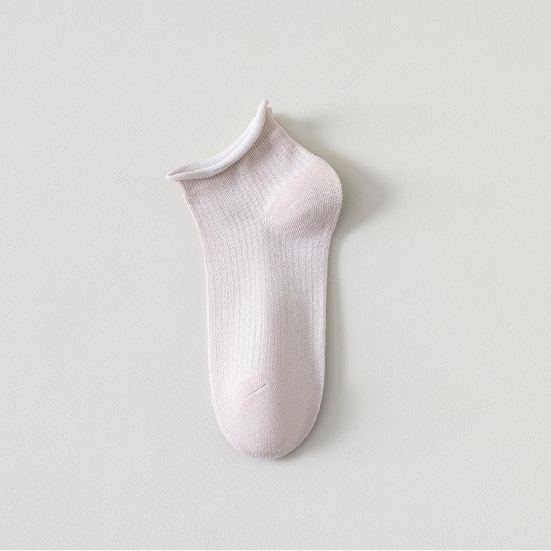 Женские летние тонкие модные носки-подследники однотонные с контрастной окантовкой