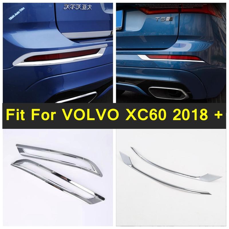 Chrome Auto Accessories Exterior Rear Tail Fog Lights Lamp Eyelid Eyebrow Decor Stripes Cover Trim For VOLVO XC60 2018 - 2026