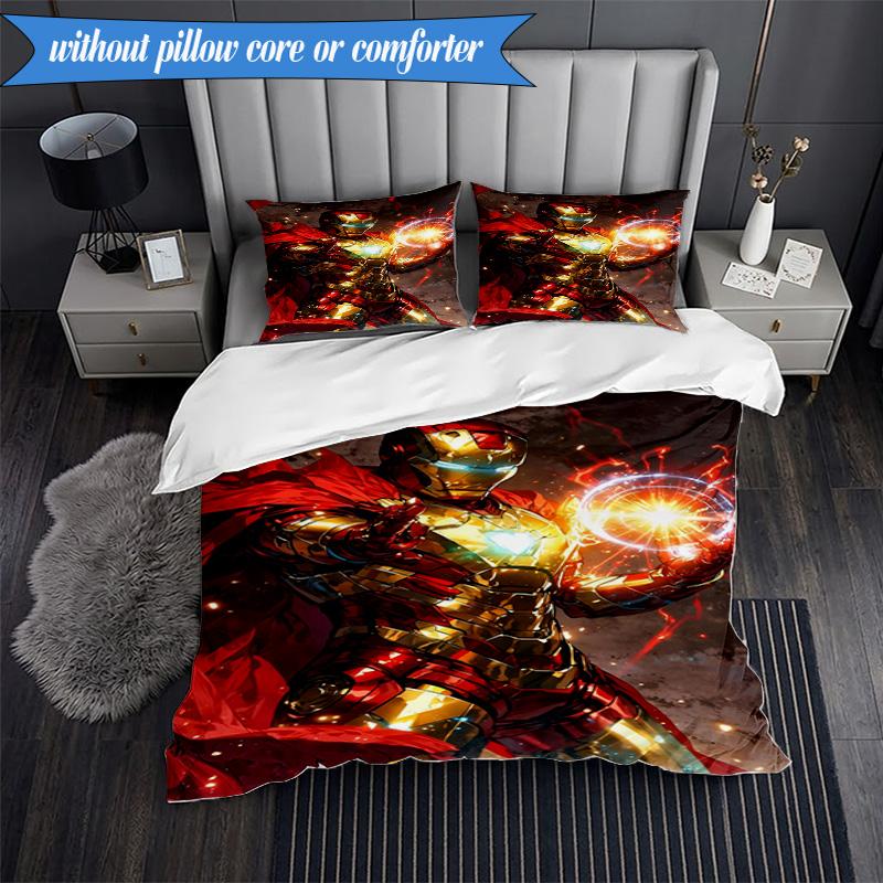 3PCS Iron Hero's Rise Bedding Set,Including 1pc Duvet Cover And 2pcs Pillowcases Perfect for Bedroom, Dormitory, Fan Christmas gift