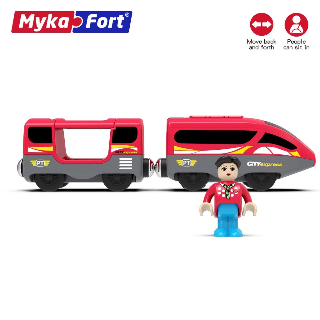 Многофункциональный электрический набор поезда с маленькими человечками, развивающий подарок, детские игрушки, можно сочетать с деревянной железной дорогой