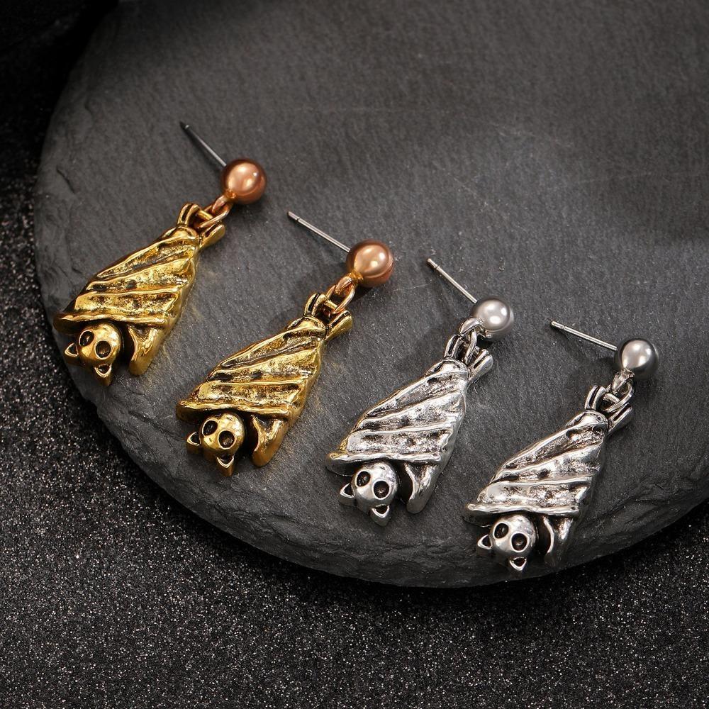 Gothic Style Halloween Upside-Down Bat Earring Stud Zinc Zinc Alloy Inverted Bat Earring Stud  Women