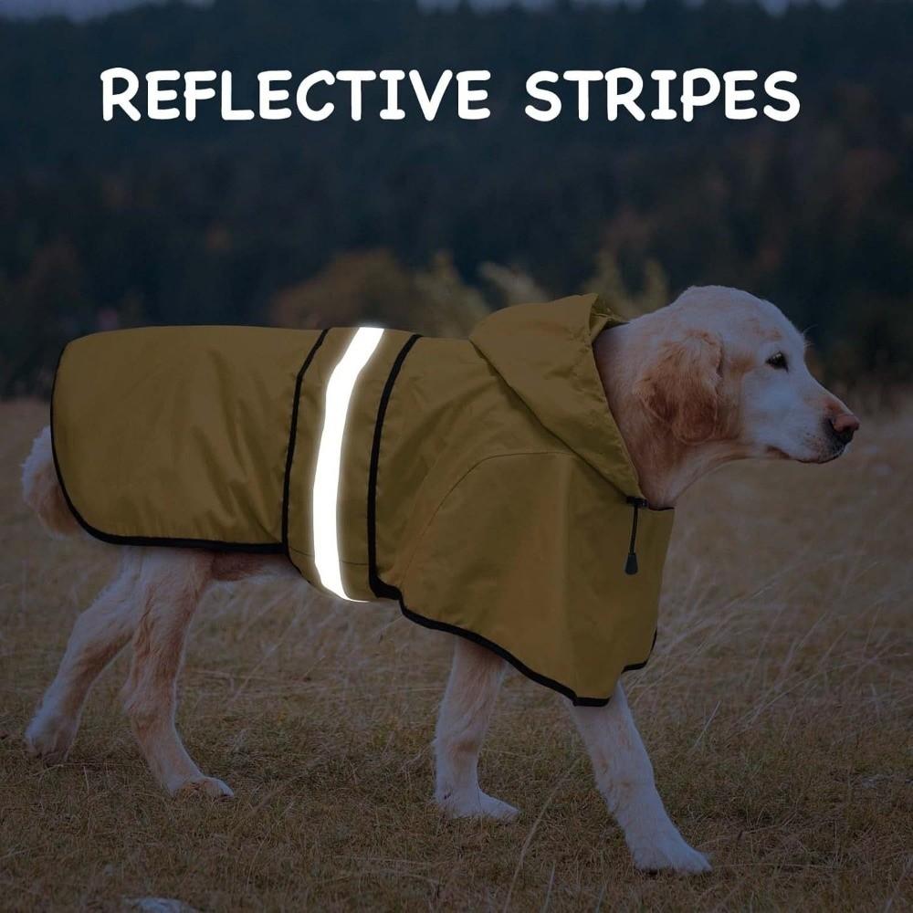 High Visibility Dog Hooded Raincoat Waterproof Pet Rain Jacket Dog Rain Cloak Labrador Retriever