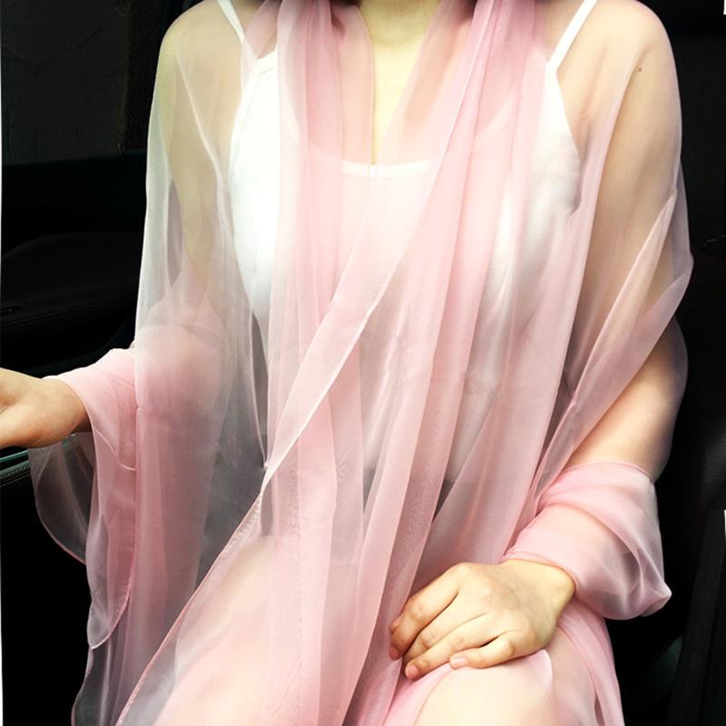 Корейский однотонный прозрачный сексуальный тонкий шифоновый пляжный платок-шаль от солнца для женщин, летний шарф из ледяного шелка для кондиционирования воздуха