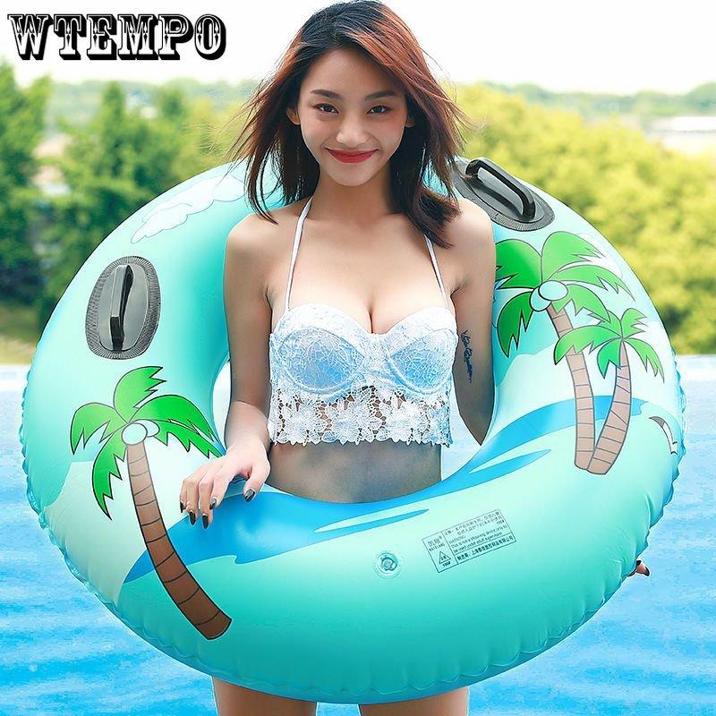 Кольцо для плавания для взрослых, большой надувной спасательный круг под мышками с узором кокосовой пальмы, утолщенное оборудование для плавания