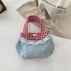 Sweet Fresh Lace Handbag Korean Style Cute Coin Purse Vintage Denim Plaid Handbag  Students