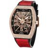 Men's Skull Big Face Watch, Rectangular Punk Diamond Dial, Leather Strap, Calendar, Quartz Movement, Sports Watch, Rose Red, Rectangular Punk Diamond