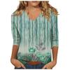 Women’s Fashion Everyday Everything Casual V-neck Seven-point Sleeve Printed T-shirt Top