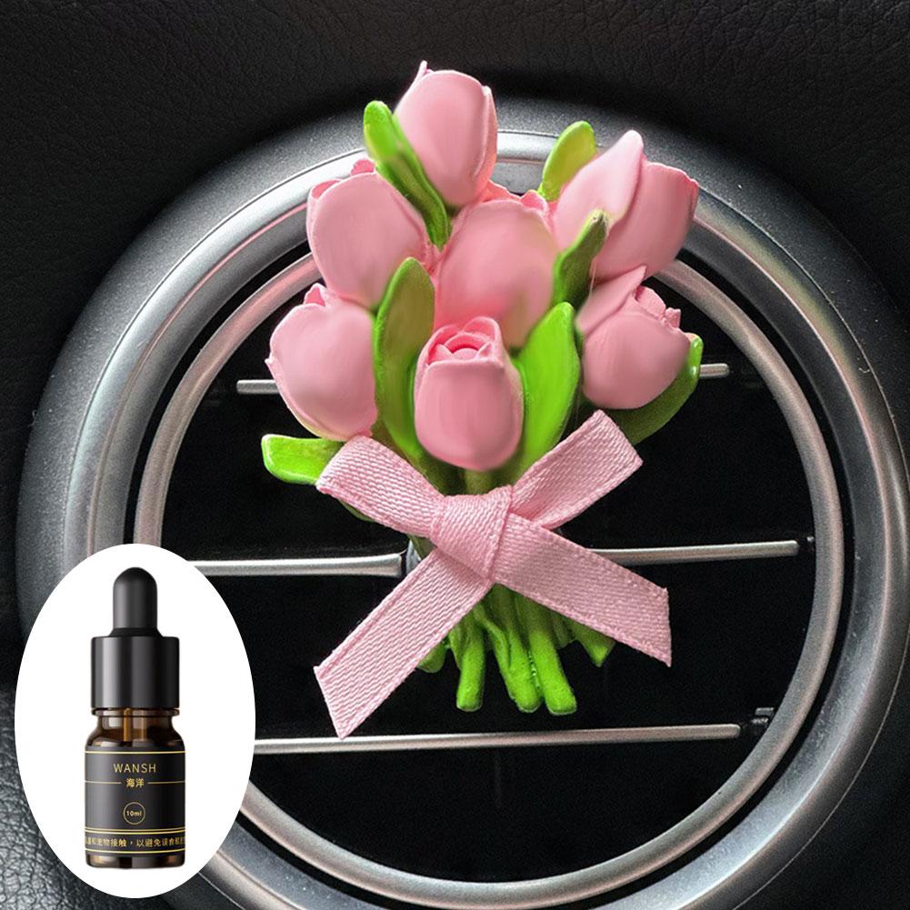 Освежитель воздуха для автомобиля Цветок тюльпана Автомобильный парфюм клипса Цветок вентиляционное отверстие Ароматерапия Запах Диффузор Автомобильные декоративные аксессуары