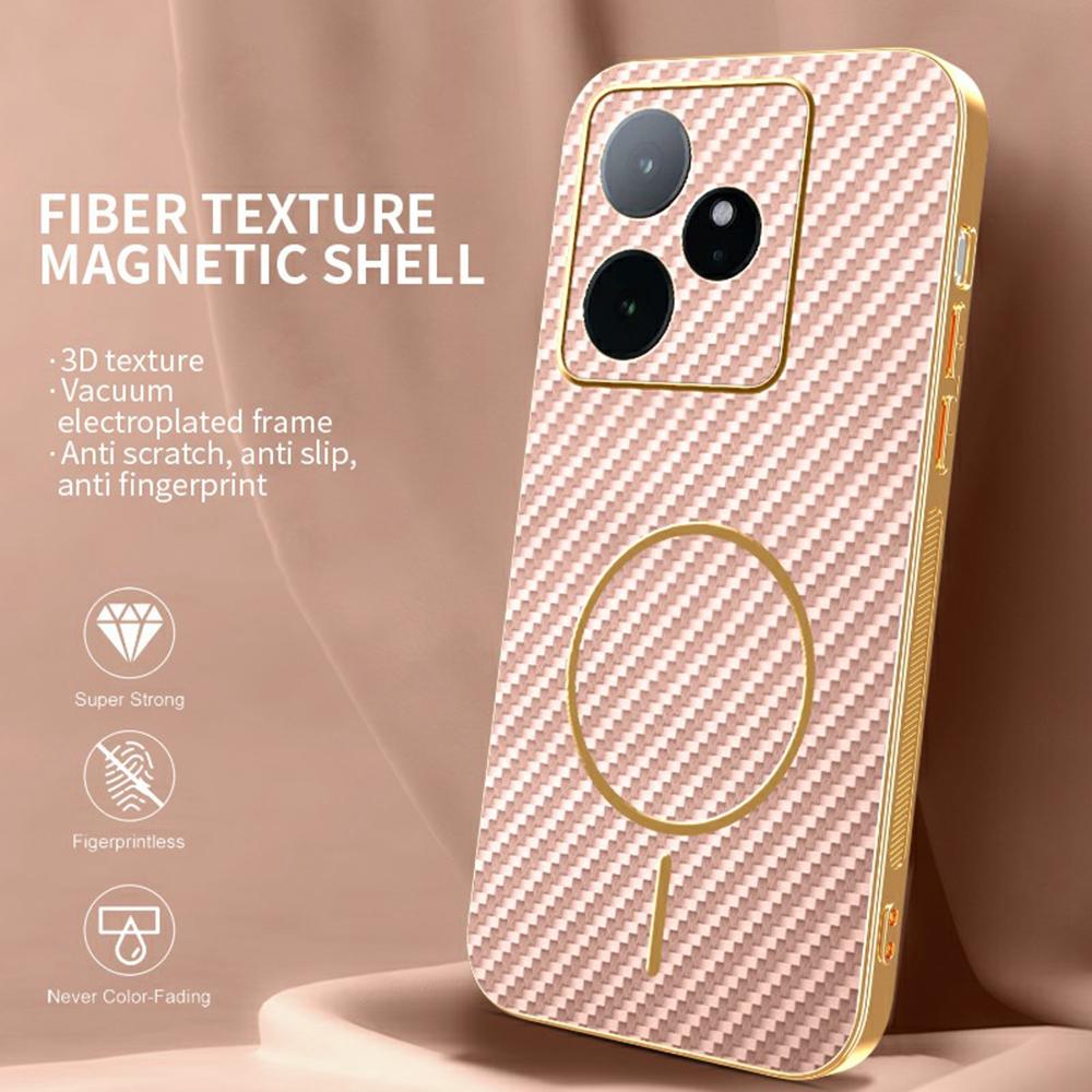 For Realme GT 7 5G Phone Case Carbon Fiber Textured Electroplated TPU Back Cover