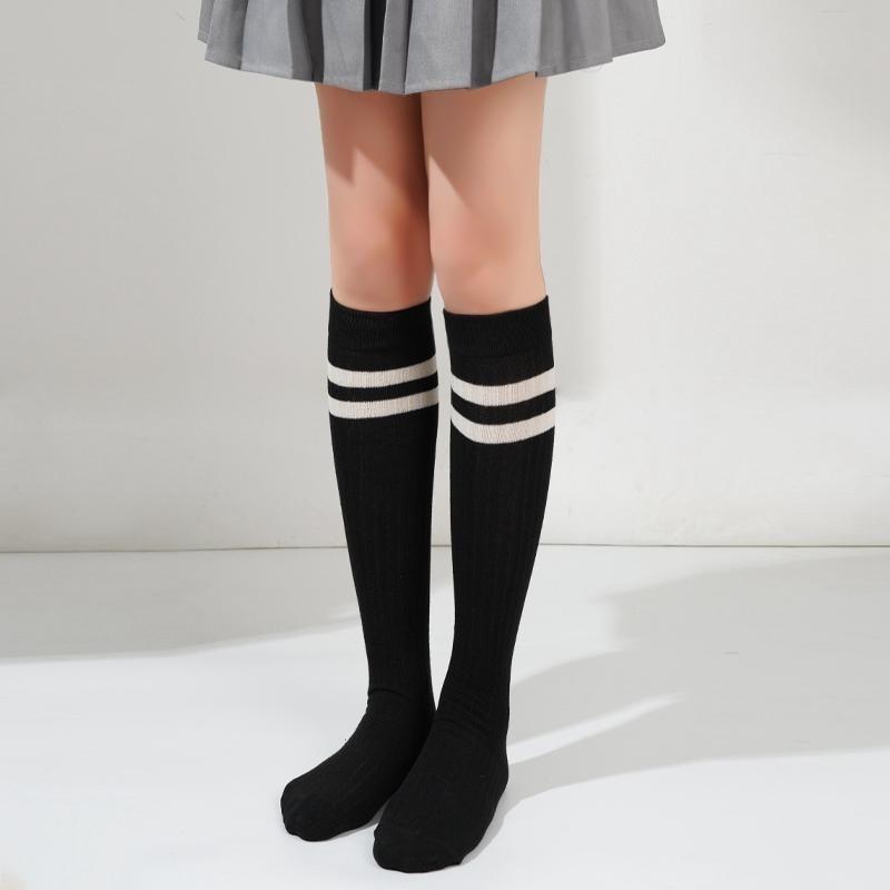 Хлопковые носки из телячьей кожи для женщин, японские носки JK, длина до колена, средние, модные, для девушек, студентов, в полоску, в стиле колледжа