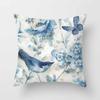 Home Decor Car Bedding Throw Pillow Blue Floral Print Sofa Pillow Cover Cushion Cover