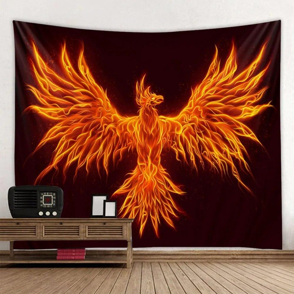 Fire Phoenix Wall Hanging Tapestry Flying Bird Art Decoration Wall Hanging Bedroom Room Living Room Home Decoration