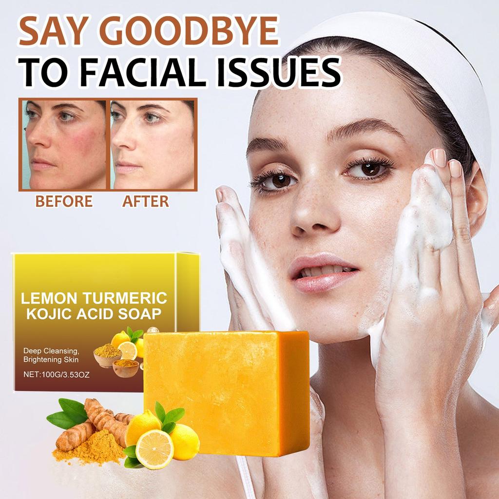 Lemon Kojic Soap Kojic Soap For Hyperpigmentation For Dark Dot Kojic  Dark Dot Remover Soap Face Body Wash Hand Bath Soap Bars Face Cleanser 100g