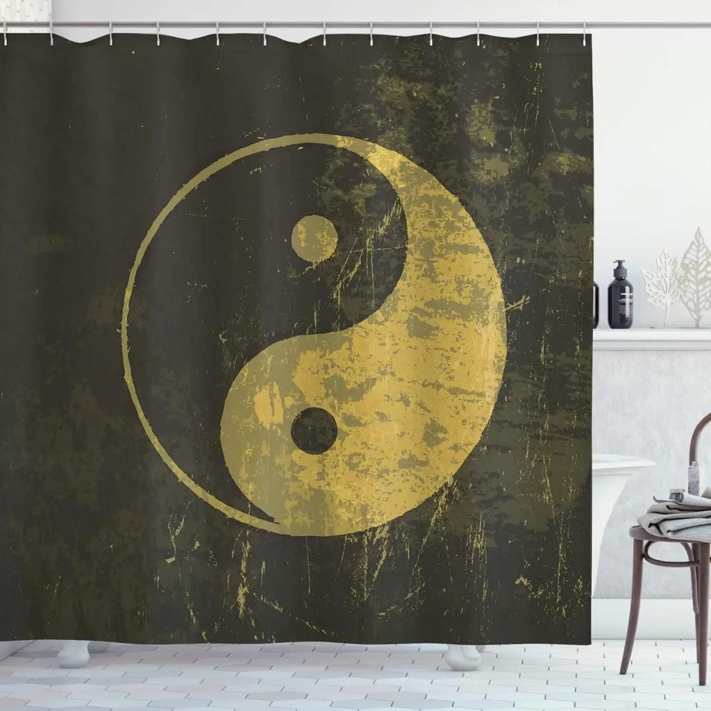 Yin Yang Shower Curtain For Bathroom Boho Trippy Gossip Pattern Psychedelic Art Waterproof Bathroom Shower Curtain Set With Hook