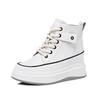Fashion New Genuine Leather High Top Casual Shoes Platform Inside Increased Shoes Weges Small Size Women's Shoes High Heels