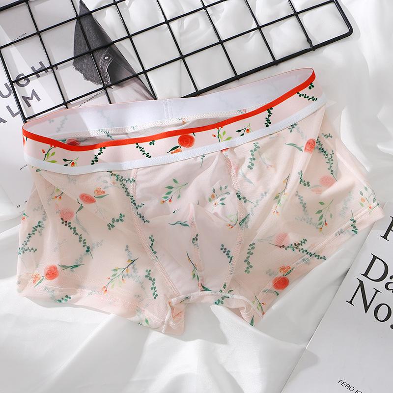 Мужские ультратонкие прозрачные сетчатые боксеры-шорты — сексуальные, дышащие, с летним принтом