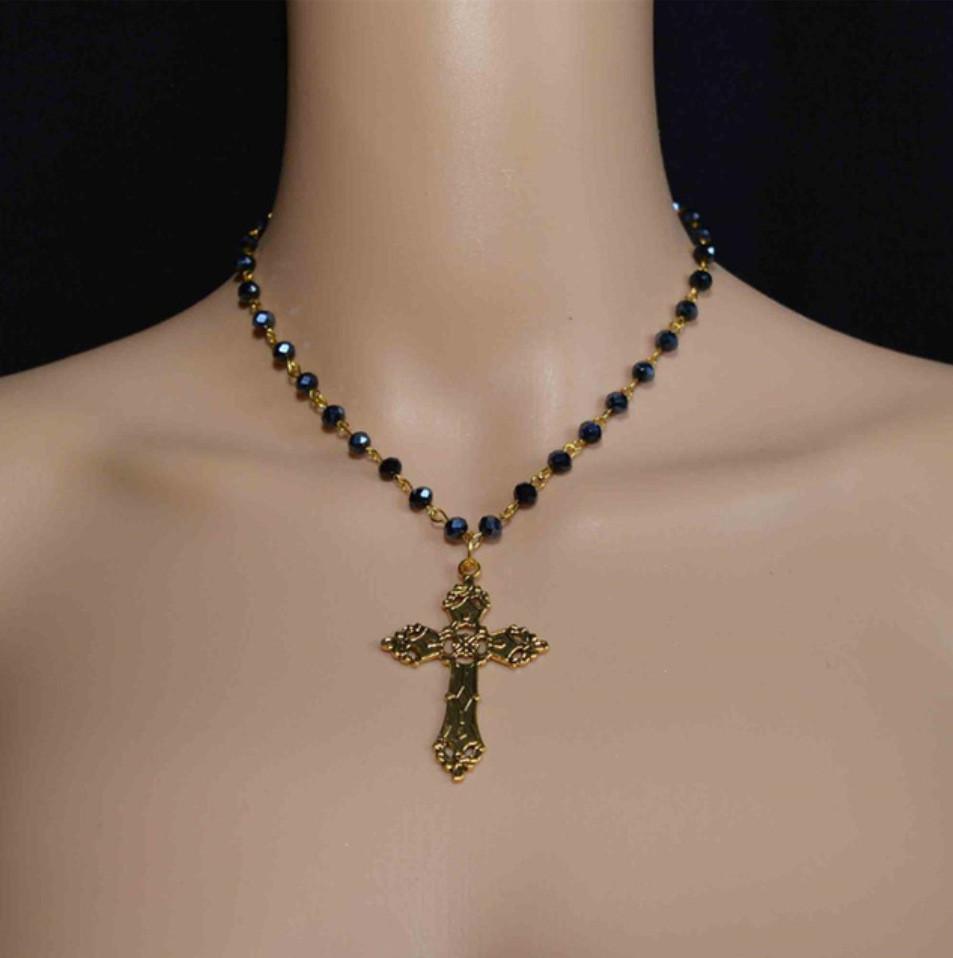 Gothic Cross Necklace For Women With Alloy Pendant And Chain Jewelry Accessory