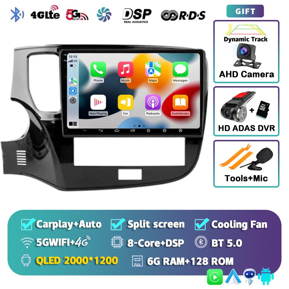 Android 14 Carplay Car Radio для Mitsubishi Outlander 3 GF0W 2018-2021 2din Multimidia Видеоплеер Навигация Головное Устройство Стерео