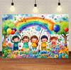 Cartoon Happy Children's Day Theme Background Feliz Día del Niño Child Party Decoration Backdrop Baby Shower Banner Supplies