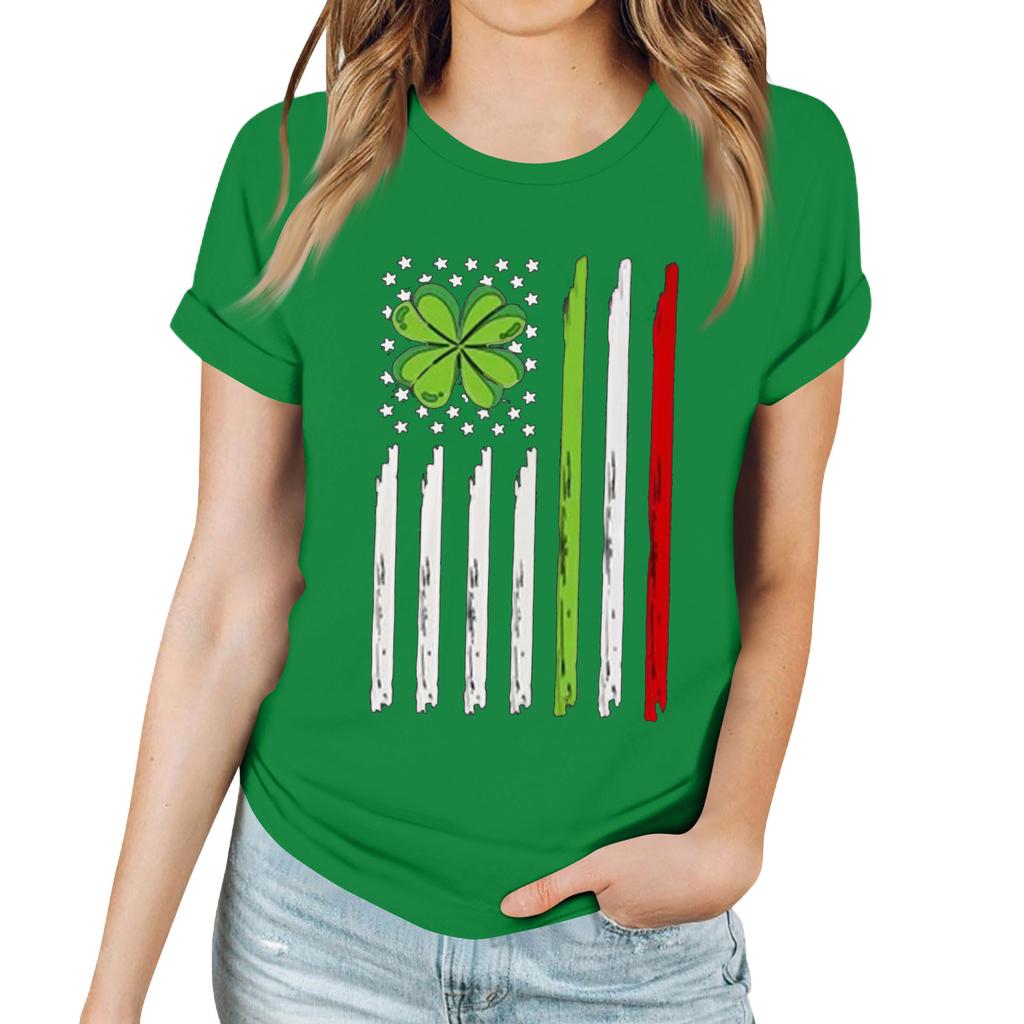 Женская повседневная футболка с принтом, пуловер с круглым вырезом, топ с короткими рукавами