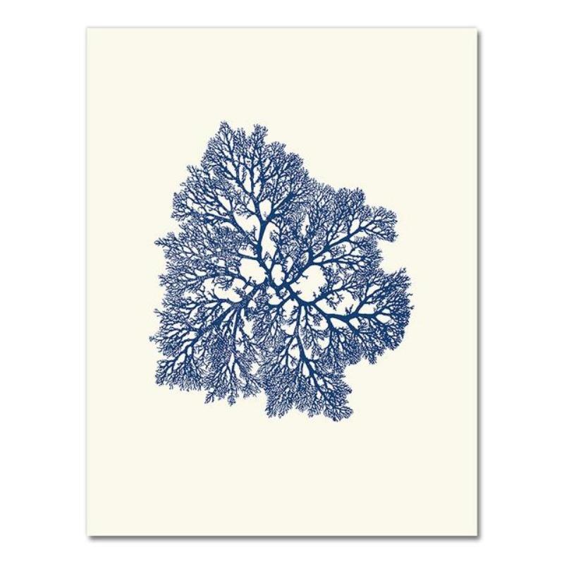 Dark Blue Coral Art Prints, Antique Wall Decorations, Vintage Marine Corals, Wall Art Prints, Canvas Painting,