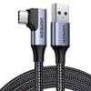 Кабель USB-C под прямым углом Ugreen, 1 м, передача данных 5 Гбит/с, быстрая зарядка 3 А, черный