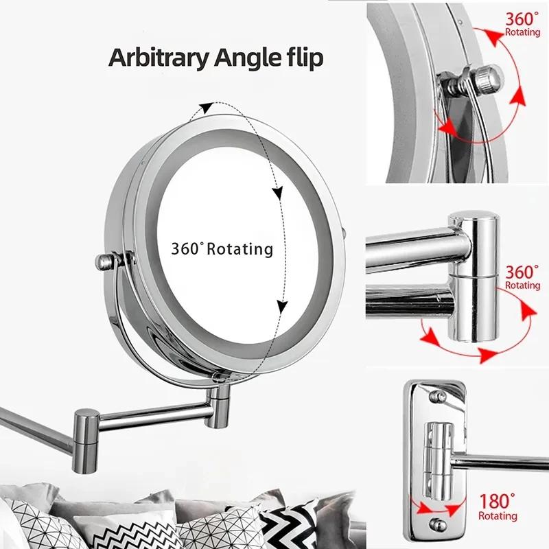 7 inch Wall Mounted Makeup Mirror 3x/5x/7x/10x Magnifying Double Side USB Charging Bathroom 3 color light Smart Cosmetic Mirrors