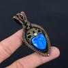 Прекрасный синий резной кулон из кости и лунного камня, драгоценный камень, чистая медная проволока, ювелирный кулон ручной работы