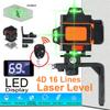 16 Lines 4D Laser Level Green Light Laser Level Auto Self Leveling 360° Rotary Measure Cross Waterproof LED Levels