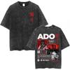 Ado Red Rose 2025 World Tour Hibana Vintage Washed T Shirts Men Women Fashion Harajuku T-shirt High Quality 100% Cotton T-shirts