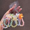 Macaron Color Mobile Phone Case Pendant Flower Beaded Car Keychain New Cell Phone Charm Lanyard