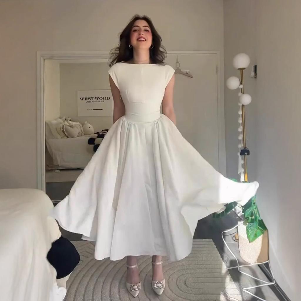 Европейская и американская женская одежда лето новый французский темперамент узкое и тонкое большое расклешение с открытой спиной платье А-силуэта