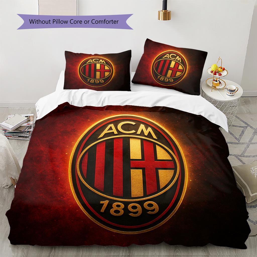 AC Milan Pattern Bedding Home Decoration Birthday Gift (1 * duvet cover + 2 * pillowcase, without core)