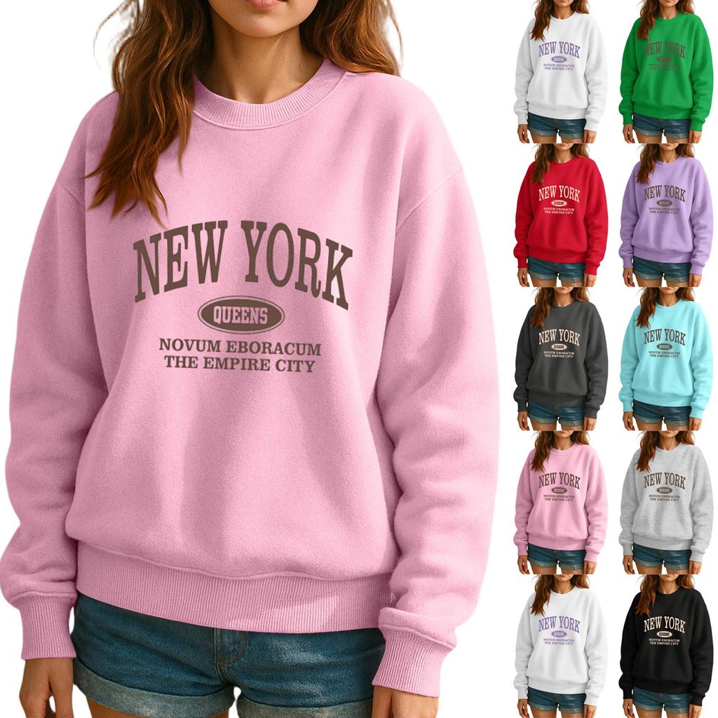 Толстовка с круглым вырезом для женщин, осенние графические толстовки для отпуска с длинным рукавом и заниженной линией плеч