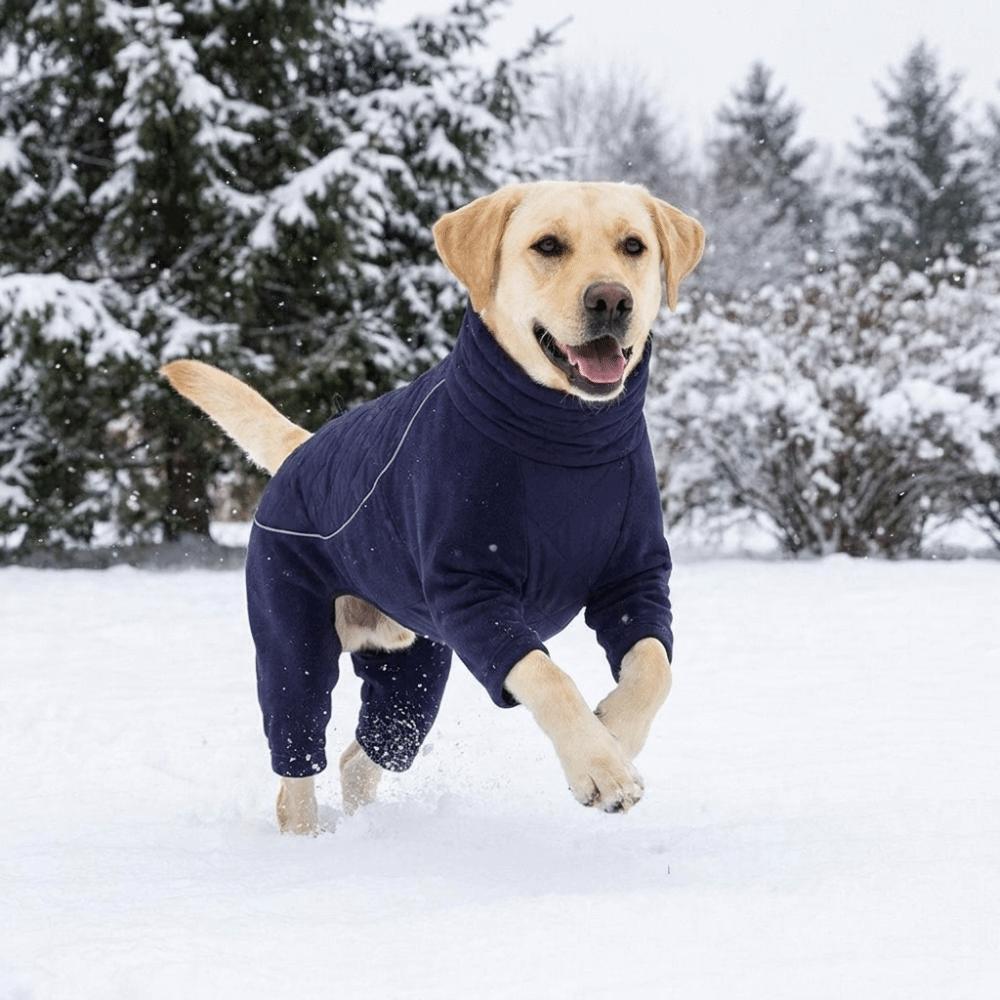 Windproof Dog Four-Leg Sweatshirt High Collar Dog Warm Pajamas Fleece Dog Jumpsuit  Winter