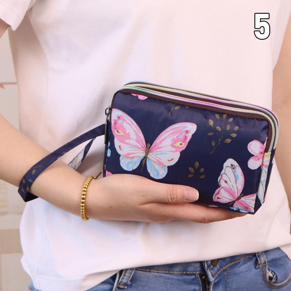 Fashion Women Flower Wrist Bag Waterproof Canvas Wallet Mini Handbags Sports Cell Phone Bags Coin Purse Party Money Makeup Bag