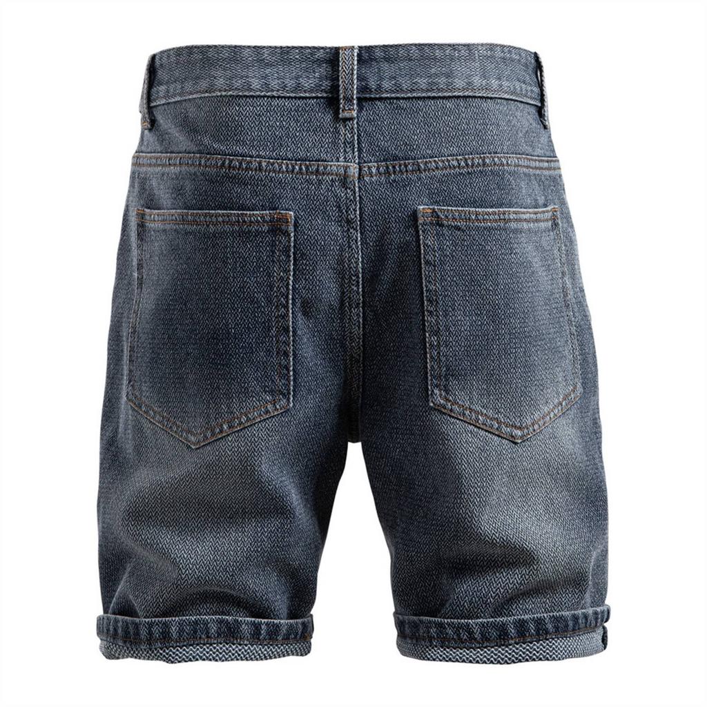 Men's Summer Solid Color Textured Casual Denim Shorts Men's Fashion Shorts