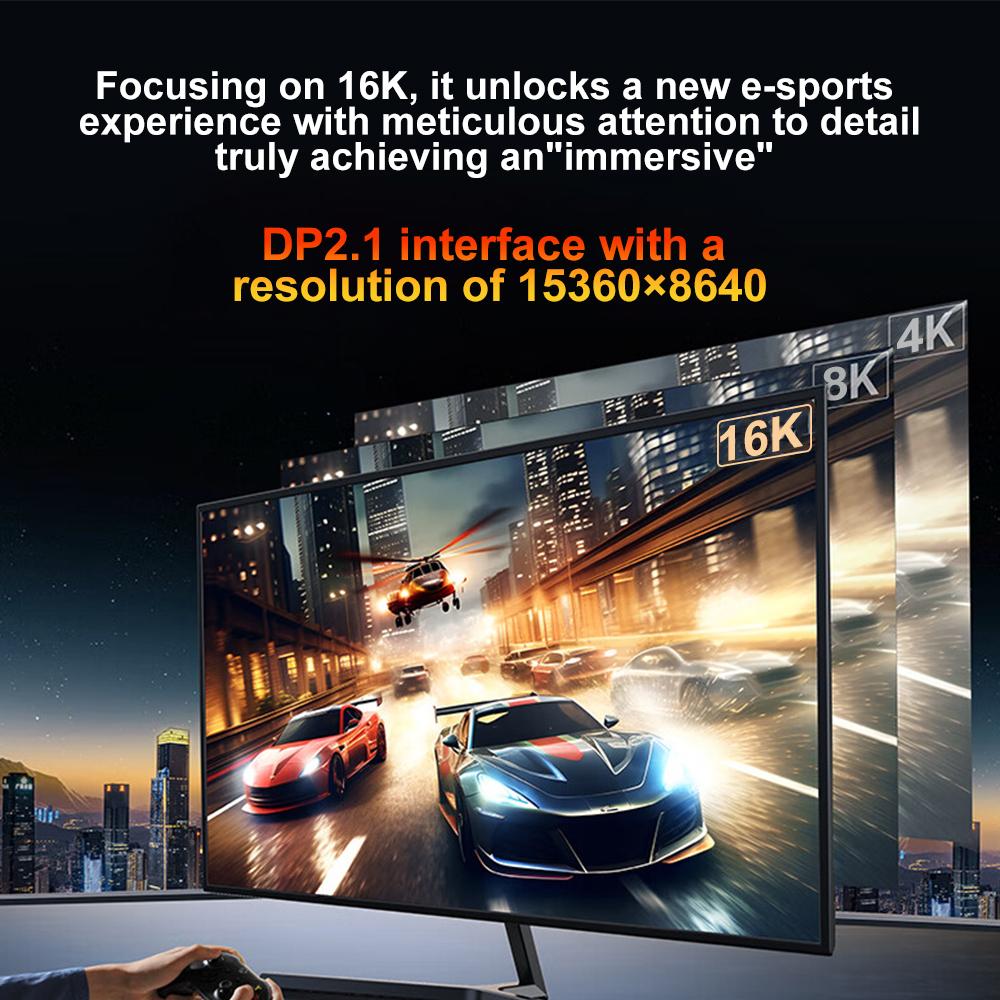 Кабель 16K USB C на DP 2.1 Type-C к DisplayPort, Пропускная способность 54 Гбит/с, 16K@30Hz 8K@60Hz, Совместим с Thunderbolt 3/4 MacBook Ноутбук ПК Телевизор Проектор